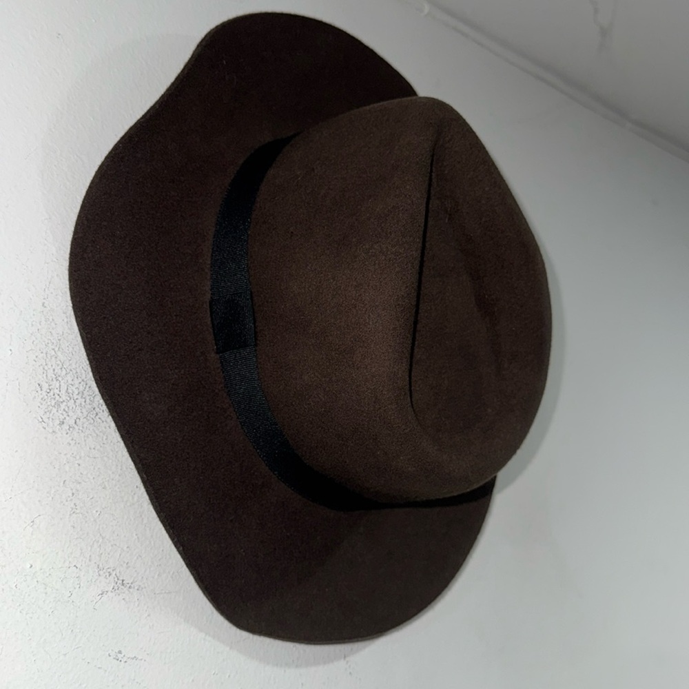 Madewell Biltmore Straight Brim Wool Fedora Hat small medium black ribbon boho - Picture 2 of 4